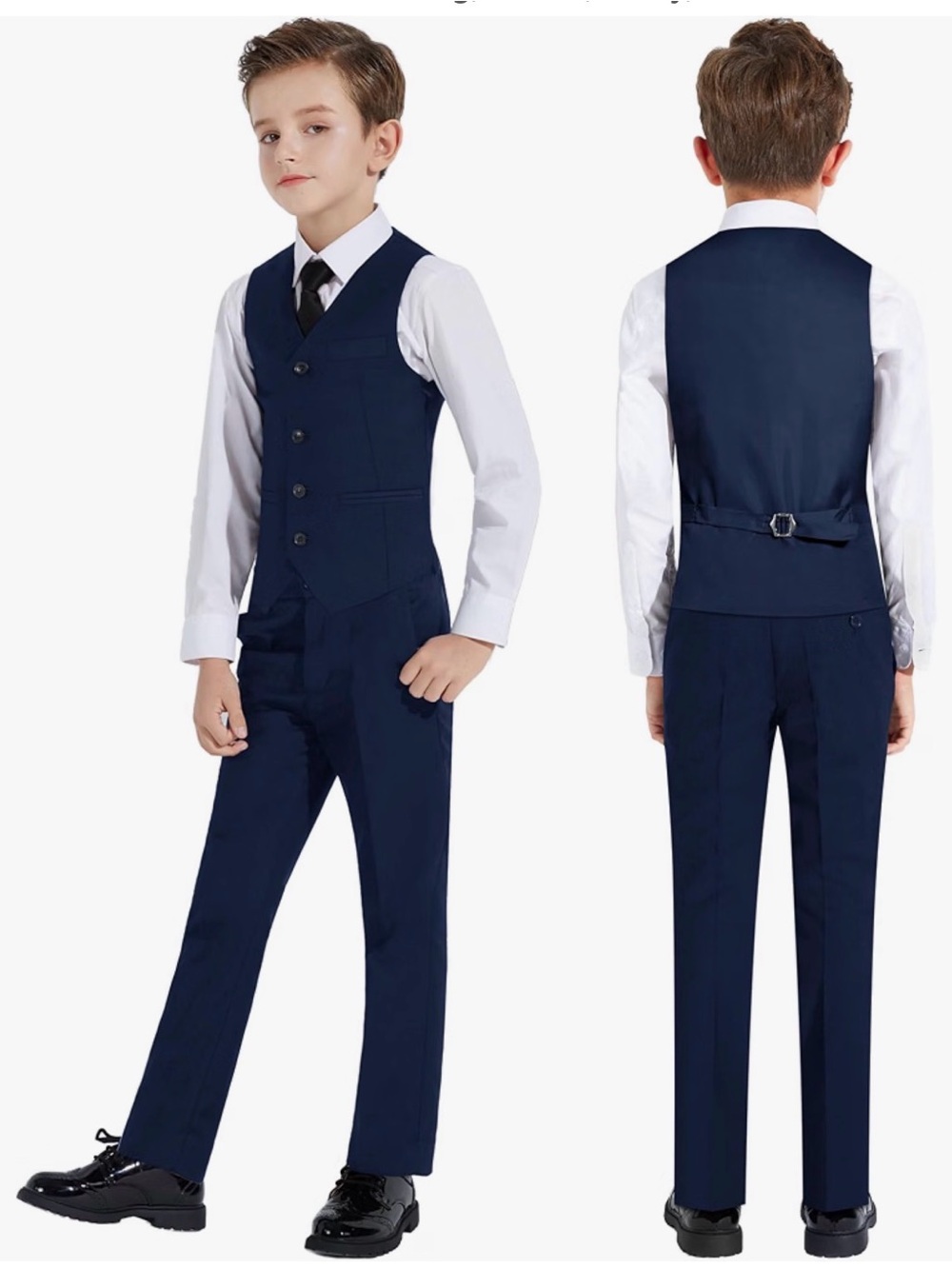 Classic Navy Three-Piece Kids Suit with Waistcoat